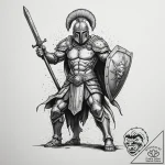 Spartan warrior (is there, but can be in a ph… – tattoo sketch (№1755392270_0, 17.08.2025 00:57) — tattoovalue.net