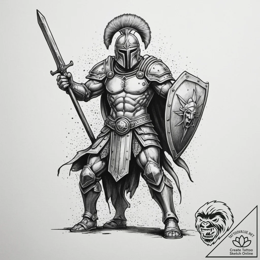 Spartan warrior (is there, but can be in a ph... - tattoo sketch (№1755392270_0, 17.08.2025 00:57) — tattoovalue.net