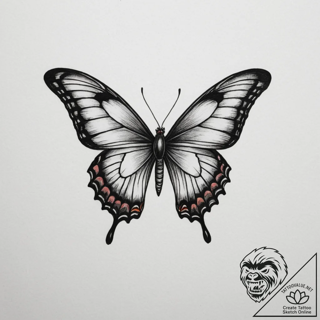 Tattoo design a caterpillar transforming into... - tattoo sketch (№1755393456_0, 17.08.2025 01:17) — tattoovalue.net