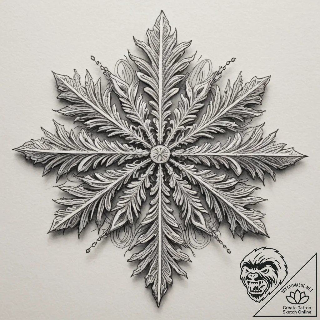 A close-up of the delicate, crystalline struc... - tattoo sketch (№1755394254_0, 17.08.2025 01:30) — tattoovalue.net
