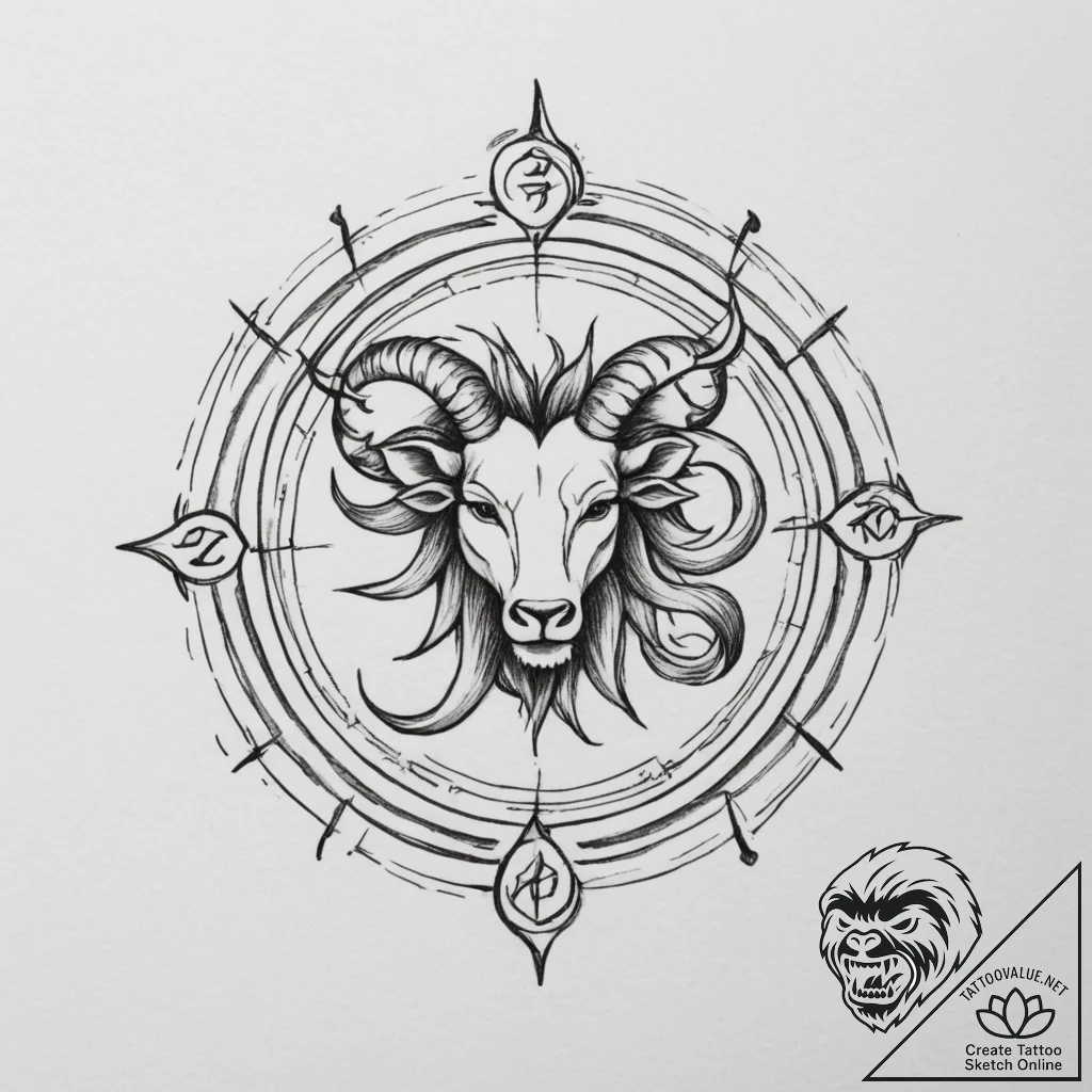Tattoo design a zodiac symbol appearing on a... - tattoo sketch (№1755396048_0, 17.08.2025 02:00) — tattoovalue.net