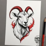 Goat, tattoo flash sheet design, new school t… – tattoo sketch (№1755398064_0, 17.08.2025 02:34) — tattoovalue.net