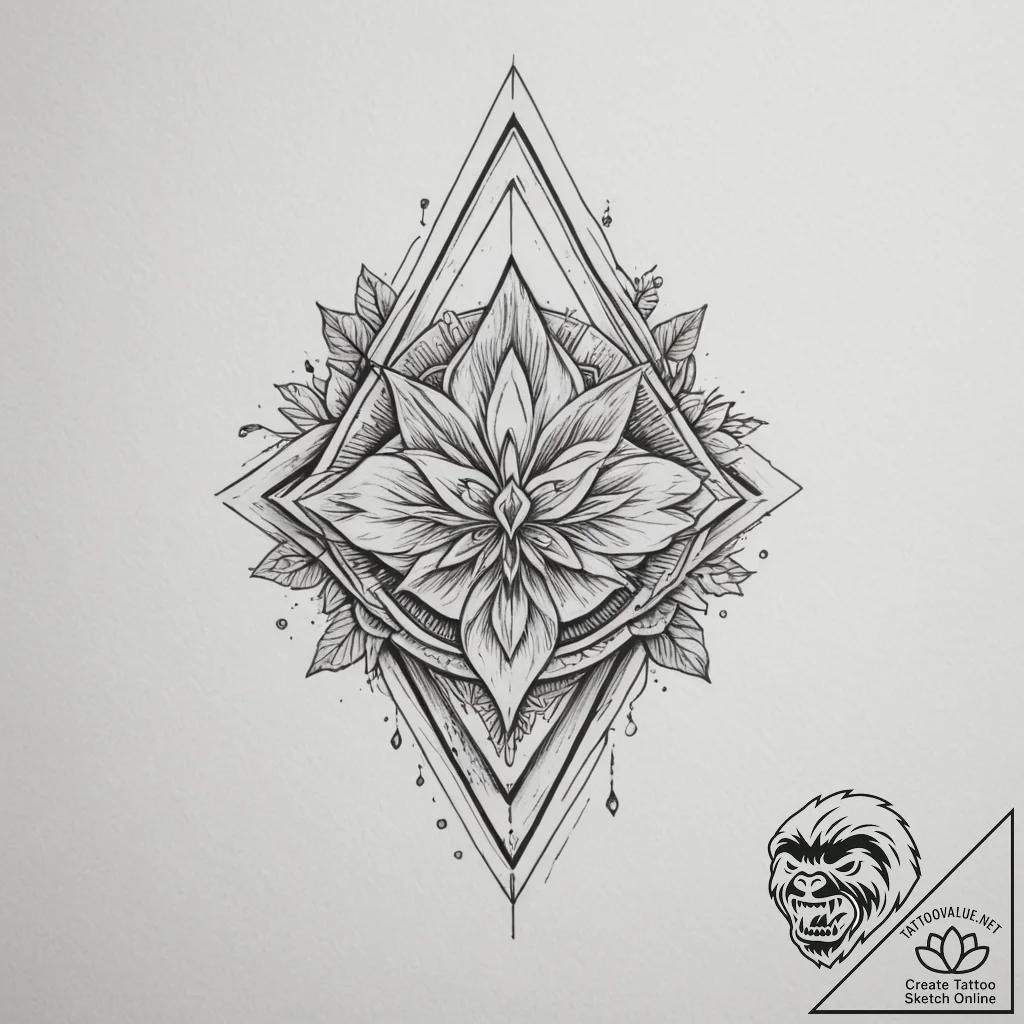 Tattoo design a blend of sharp, angular lines... - tattoo sketch (№1755399083_0, 17.08.2025 02:51) — tattoovalue.net