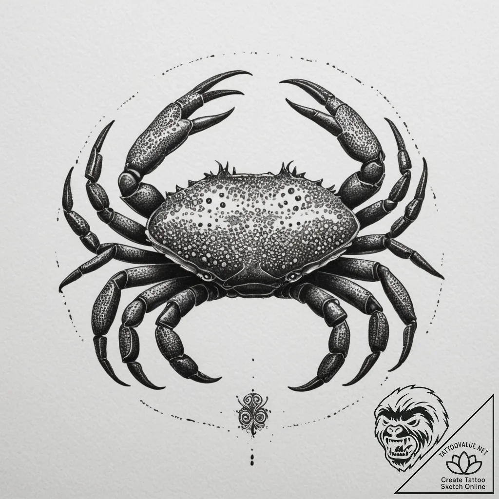 Tattoo design a cancer crab in blackwork, wit... - tattoo sketch (№1755399281_0, 17.08.2025 02:54) — tattoovalue.net