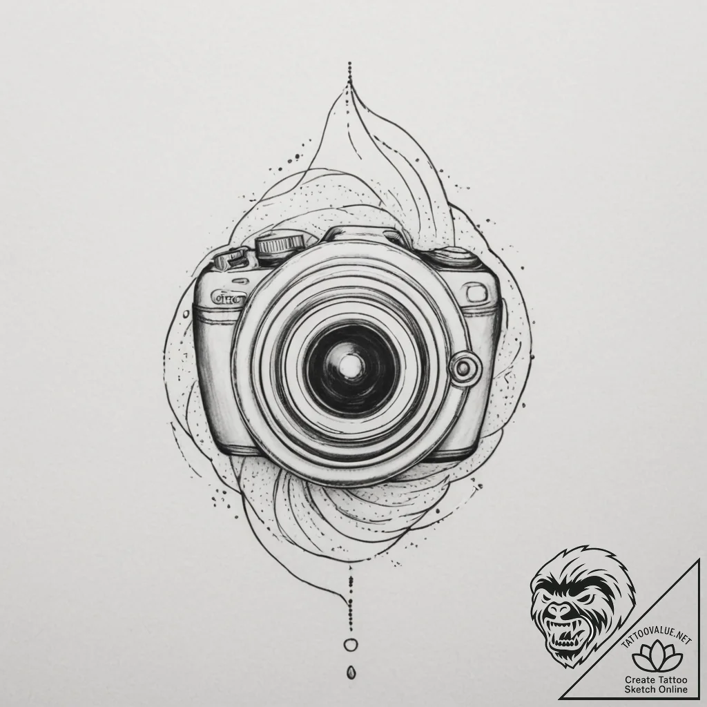A camera aperture symbol, tattoo sketch desig... - tattoo sketch (№1755399480_0, 17.08.2025 02:58) — tattoovalue.net