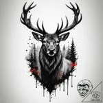 Tattoo design a blackwork forest with the sil… – tattoo sketch (№1755399678_0, 17.08.2025 03:01) — tattoovalue.net
