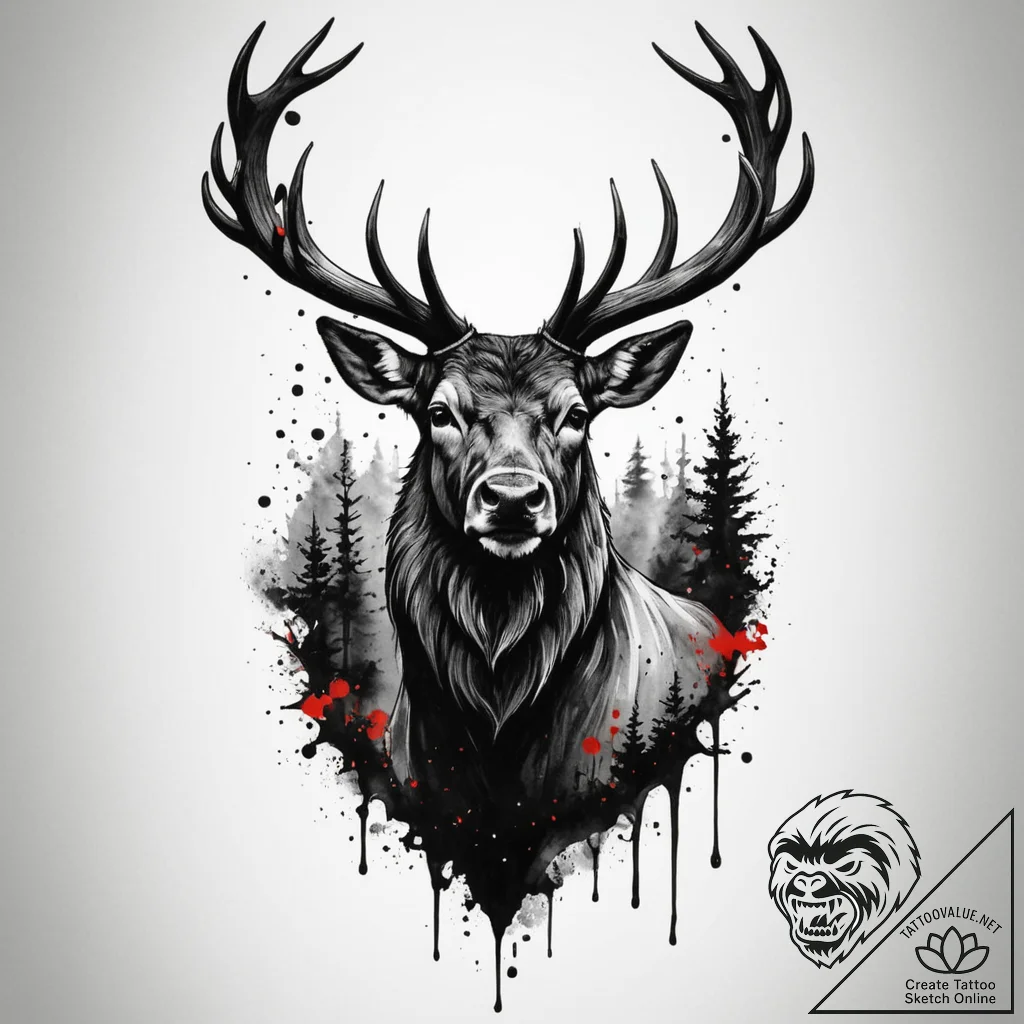 Tattoo design a blackwork forest with the sil... - tattoo sketch (№1755399678_0, 17.08.2025 03:01) — tattoovalue.net