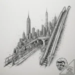 People commuting on the escalators of a moder… – tattoo sketch (№1755399877_0, 17.08.2025 03:04) — tattoovalue.net