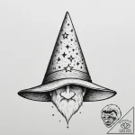 Tattoo sketch a wise old wizard’s hat with gl… – tattoo sketch (№1755402052_0, 17.08.2025 03:40) — tattoovalue.net