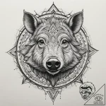 Tattoo sketch a wild boar, tusks gleaming, fo… – tattoo sketch (№1755402846_0, 17.08.2025 03:54) — tattoovalue.net