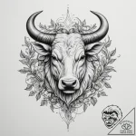 Tattoo design a taurus bull, its body formed… – tattoo sketch (№1755403442_0, 17.08.2025 04:04) — tattoovalue.net