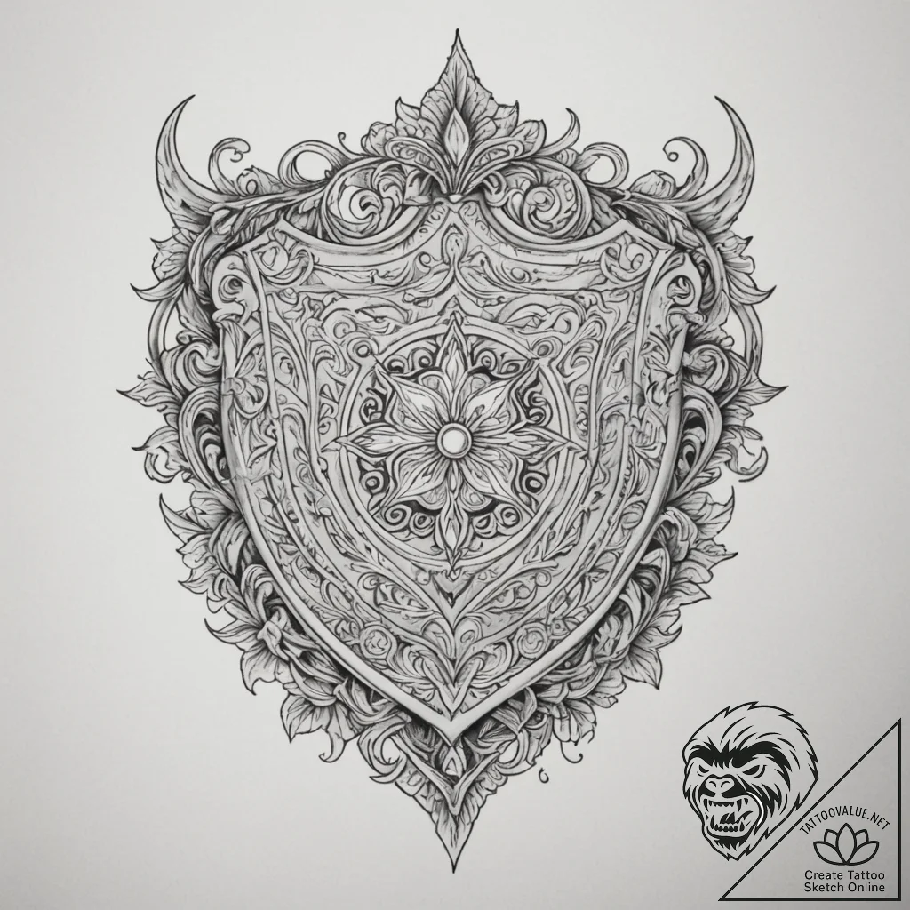 Shield, artistic tattoo sketch, soft whip sha... - tattoo sketch (№1755403833_0, 17.08.2025 04:10) — tattoovalue.net