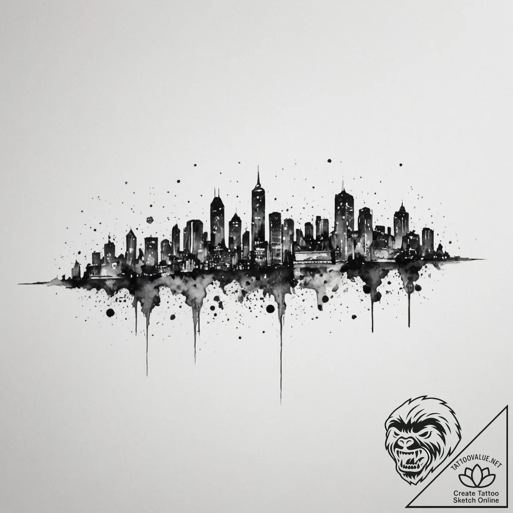 A blurred, abstract photo of city lights at n... - tattoo sketch (№1755404034_0, 17.08.2025 04:13) — tattoovalue.net