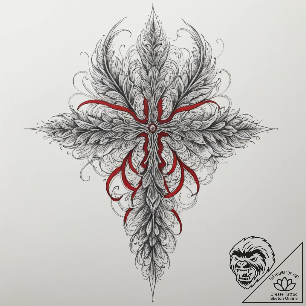 Tattoo sketch a small, elegant feather outlin... - tattoo sketch (№1755404823_0, 17.08.2025 04:27) — tattoovalue.net