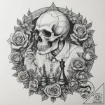 A person playing chess in a park, deeply conc… – tattoo sketch (№1755405614_0, 17.08.2025 04:40) — tattoovalue.net