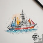 A shot of a research vessel in the antarctic…. – tattoo sketch (№1755406207_0, 17.08.2025 04:50) — tattoovalue.net