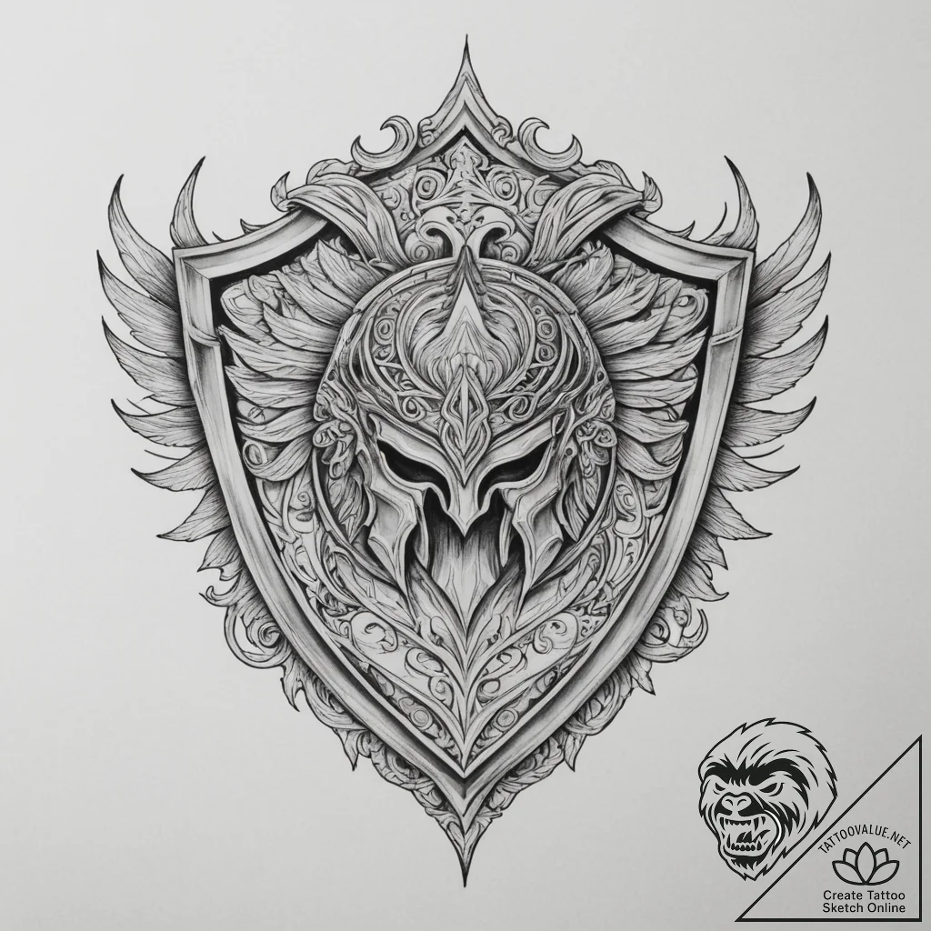 Tattoo sketch a spartan shield with an invert... - tattoo sketch (№1755407396_0, 17.08.2025 05:09) — tattoovalue.net