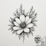 Tattoo design a single, blooming flower in a… – tattoo sketch (№1755408387_0, 17.08.2025 05:26) — tattoovalue.net