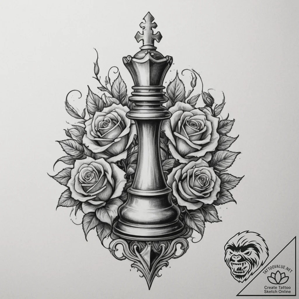 Tattoo design a chessboard with a single, per... - tattoo sketch (№1755409573_0, 17.08.2025 05:46) — tattoovalue.net