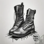 Tattoo design a detailed image of worn combat… – tattoo sketch (№1755409771_0, 17.08.2025 05:49) — tattoovalue.net