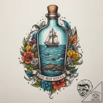 Message in a bottle, artistic tattoo sketch,… – tattoo sketch (№1755410561_0, 17.08.2025 06:02) — tattoovalue.net