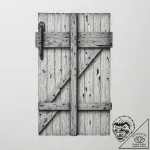 A shot of an old, weathered barn door with a… – tattoo sketch (№1755410762_0, 17.08.2025 06:06) — tattoovalue.net