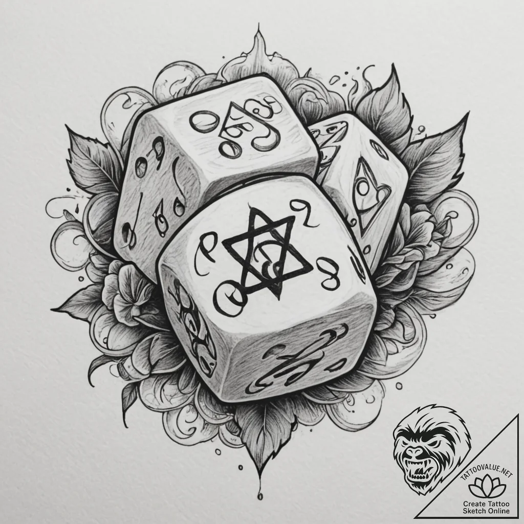 Tattoo sketch a minimalist d20 dice linework.... - tattoo sketch (№1755411158_0, 17.08.2025 06:12) — tattoovalue.net