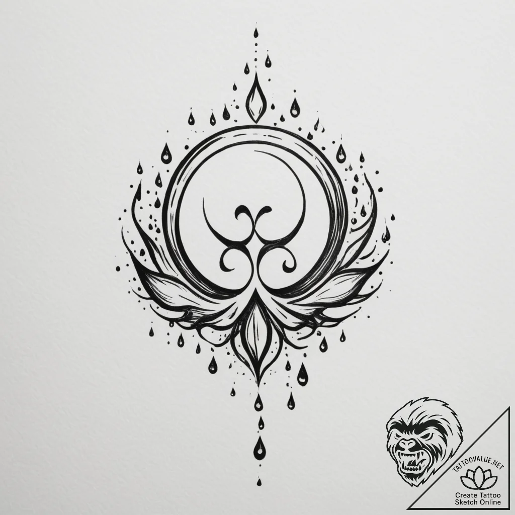 Tattoo design a cancer symbol created from fl... - tattoo sketch (№1755411552_0, 17.08.2025 06:19) — tattoovalue.net