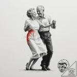 A joyful, candid photo of an old couple danci… – tattoo sketch (№1755411946_0, 17.08.2025 06:25) — tattoovalue.net
