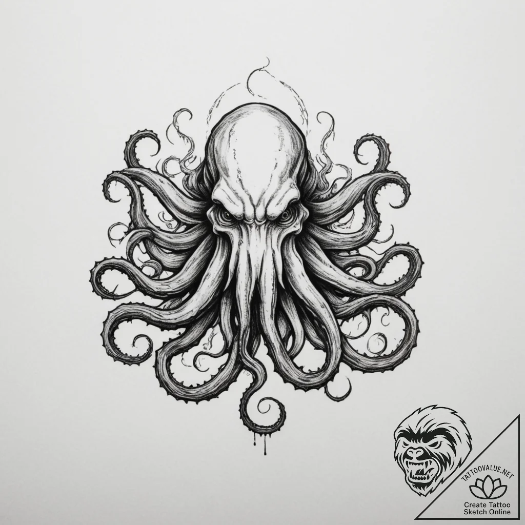 Cthulhu - tattoo sketch (№1755412339_0, 17.08.2025 06:32) — tattoovalue.net