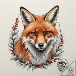 A red fox cautiously peeking out from behind… – tattoo sketch (№1755412932_0, 17.08.2025 06:42) — tattoovalue.net
