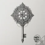 Tattoo design a key unlocking a hidden chambe… – tattoo sketch (№1755414314_0, 17.08.2025 07:05) — tattoovalue.net