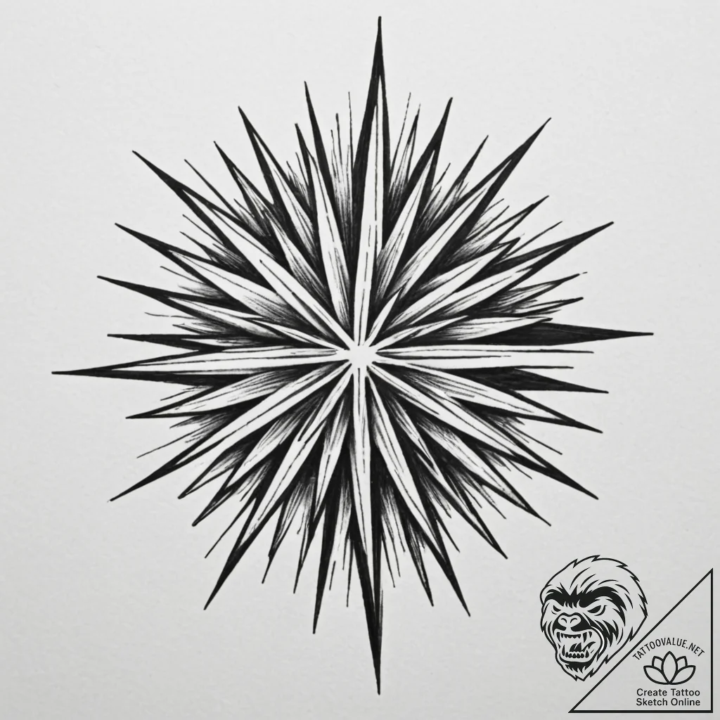 Tattoo sketch a starburst effect emanating fr... - tattoo sketch (№1755414512_0, 17.08.2025 07:08) — tattoovalue.net