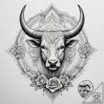 Tattoo design a taurus bull with venus’s glyp… – tattoo sketch (№1755414711_0, 17.08.2025 07:11) — tattoovalue.net