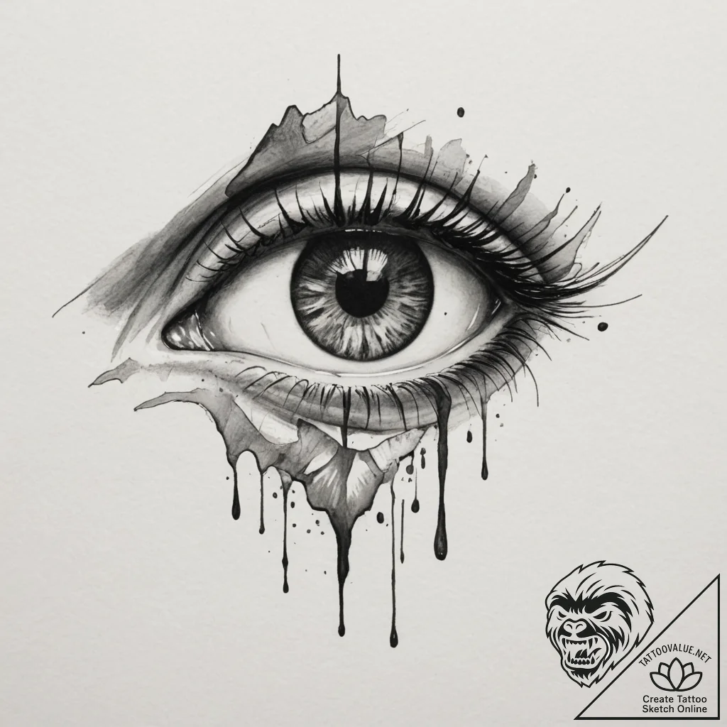 Eye mountain, artistic tattoo sketch, rough s... - tattoo sketch (№1755415303_0, 17.08.2025 07:21) — tattoovalue.net