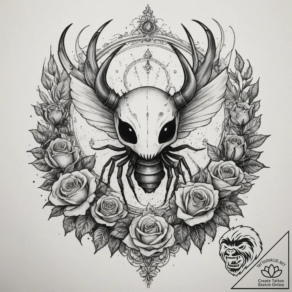 Hornet from hollow knight, tattoo sketch desi... - tattoo sketch (№1755416294_0, 17.08.2025 07:38) — tattoovalue.net