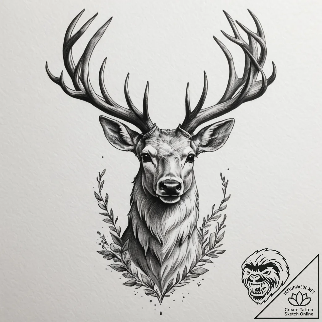 A peryton (winged stag), tattoo sketch design... - tattoo sketch (№1755416690_0, 17.08.2025 07:44) — tattoovalue.net