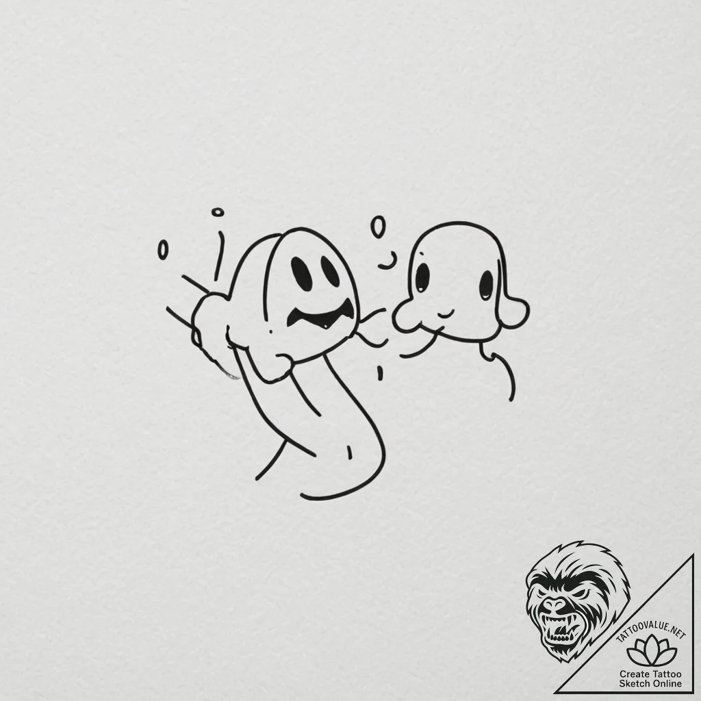 Tattoo sketch a pac-man on one partner, and a... - tattoo sketch (№1755417084_0, 17.08.2025 07:51) — tattoovalue.net