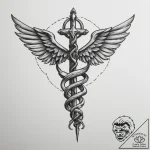 Caduceus – tattoo sketch (№1755418467_0, 17.08.2025 08:14) — tattoovalue.net