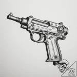 Retro-futuristic ray gun – tattoo sketch (№1755418862_0, 17.08.2025 08:21) — tattoovalue.net