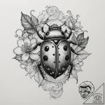A detailed macro shot of a ladybug on a green… – tattoo sketch (№1755419456_0, 17.08.2025 08:30) — tattoovalue.net