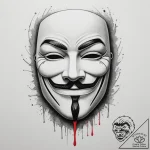 V for vendetta mask, tattoo sketch design, bl… – tattoo sketch (№1755419654_0, 17.08.2025 08:34) — tattoovalue.net