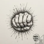 Tattoo sketch a stylized fist punching throug… – tattoo sketch (№1755420048_0, 17.08.2025 08:40) — tattoovalue.net