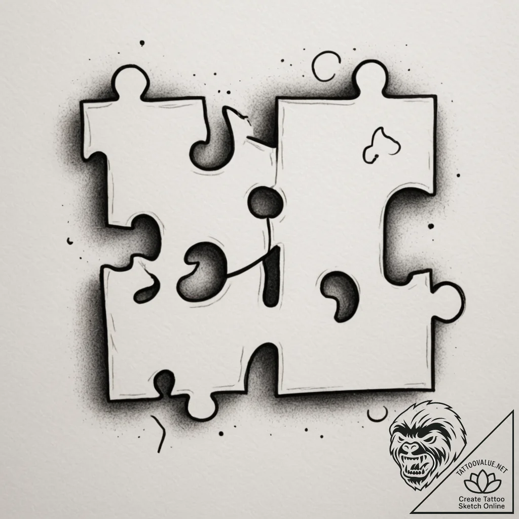 Tattoo design two halves of a puzzle that for... - tattoo sketch (№1755420247_0, 17.08.2025 08:44) — tattoovalue.net