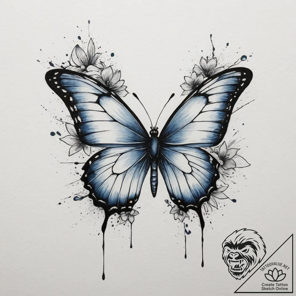 Tattoo design a butterfly whose wings are mad... - tattoo sketch (№1755420446_0, 17.08.2025 08:47) — tattoovalue.net