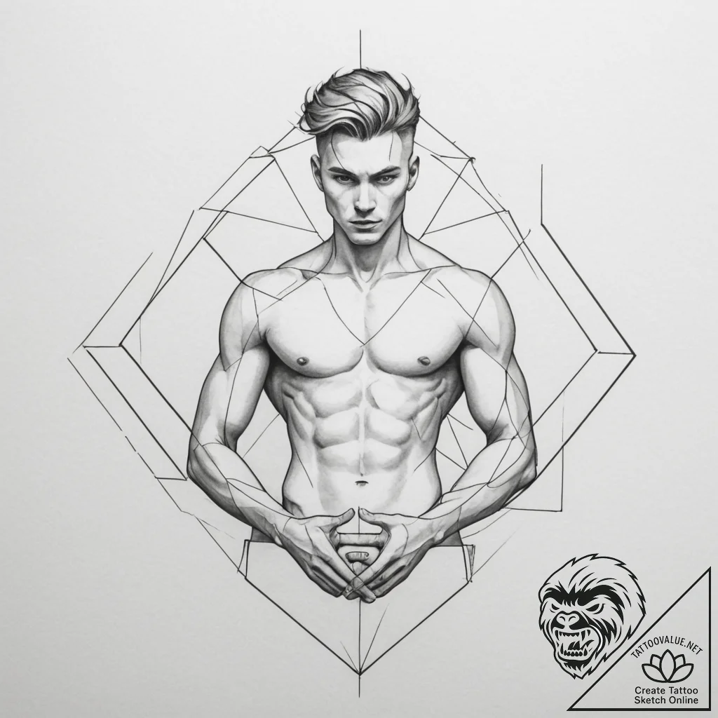 Tattoo design a stylized "hitbox" outline aro... - tattoo sketch (№1755420645_0, 17.08.2025 08:50) — tattoovalue.net