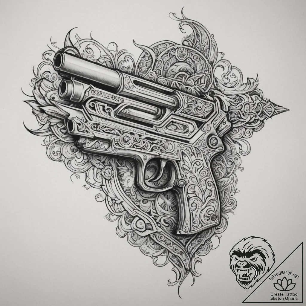 Tattoo sketch a plasma pistol with an active... - tattoo sketch (№1755421238_0, 17.08.2025 09:00) — tattoovalue.net