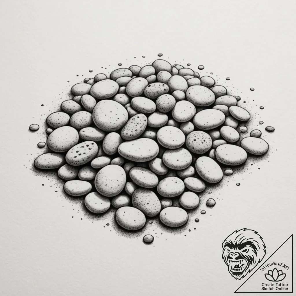 A close-up of colorful, smooth pebbles on the... - tattoo sketch (№1755421831_0, 17.08.2025 09:10) — tattoovalue.net