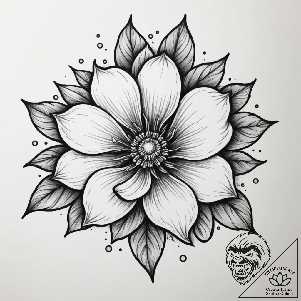 Tattoo design a silhouette of a flower, with... - tattoo sketch (№1755422228_0, 17.08.2025 09:17) — tattoovalue.net