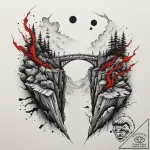 Tattoo sketch a bridge leading over a chasm,… – tattoo sketch (№1755423414_0, 17.08.2025 09:36) — tattoovalue.net